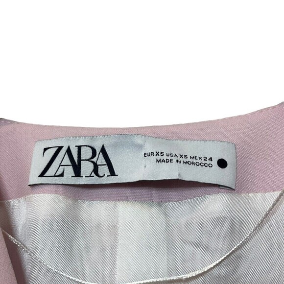 ZARA Draped Blazer Mini Dress Pink Ruched Knot Front Women’s Size XS V-Neck - Picture 10 of 13